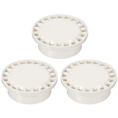 Harfington Duct Pipe Fitting Connector 70mm OD, 3 Pack PVC Floor Drain Cover Round Strainer for Kitchen Bathroom, White