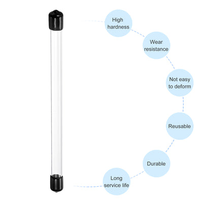 Harfington Clear Rigid Tube Round Plastic Tubing with Black Rubber Caps Polycarbonate Water Pipe, 305mm/ 12 Inch Length, 8mmx10mm/0.31"x0.4", 1 Set