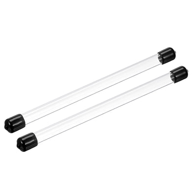 Harfington Clear Rigid Tube Round Plastic Tubing with Black Rubber Caps Polycarbonate Water Pipe, 305mm/ 12 Inch Length, 9mmx10mm/0.35"x0.4", 2 Set