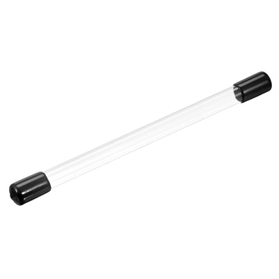 Harfington Clear Rigid Tube Round Plastic Tubing with Black Rubber Caps Polycarbonate Water Pipe, 305mm/ 12 Inch Length, 10mmx11mm/0.4"x0.43", 1 Set