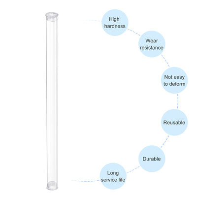 Harfington Clear Rigid Tube Round Plastic Tubing with End Caps Polycarbonate Water Pipe, 305mm/ 12 Inch Length, 10mmx11mm/0.4"x0.43", 1 Set