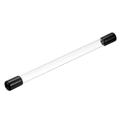 Harfington Clear Rigid Tube Round Plastic Tubing with Black Rubber Caps Polycarbonate Water Pipe, 305mm/ 12 Inch Length, 10mmx12mm/0.4"x0.47", 1 Set