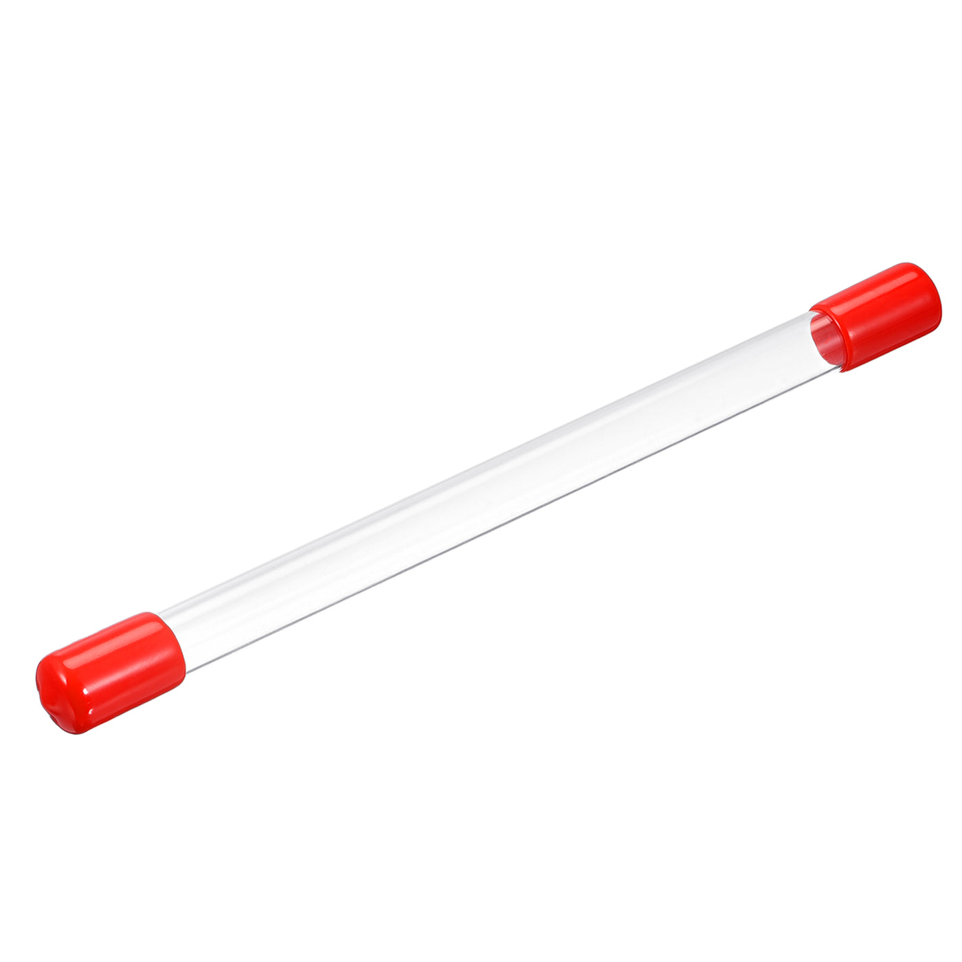 Harfington Clear Rigid Tube Round Plastic Tubing with Red Rubber Caps Polycarbonate Water Pipe, 305mm/ 12 Inch Length, 10mmx12mm/0.4"x0.47", 1 Set