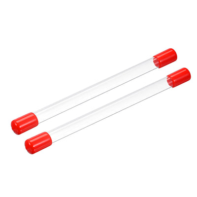 Harfington Clear Rigid Tube Round Plastic Tubing with Red Rubber Caps Polycarbonate Water Pipe, 305mm/ 12 Inch Length, 11mmx12mm/0.43"x0.47", 2 Set