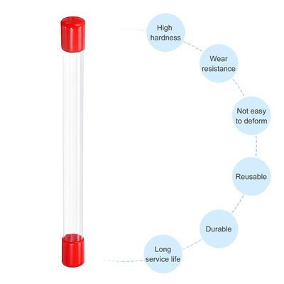 Harfington Clear Rigid Tube Round Plastic Tubing with Red Rubber Caps Polycarbonate Water Pipe, 305mm/ 12 Inch Length, 13mmx14mm/0.51"x0.55", 2 Set