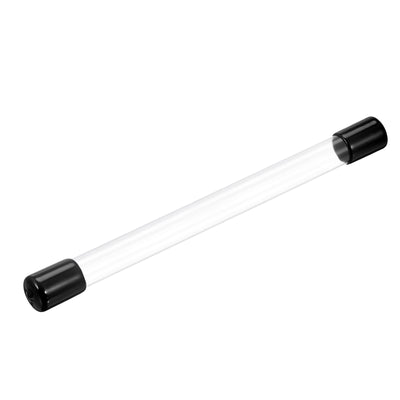 Harfington Clear Rigid Tube Round Plastic Tubing with Black Rubber Caps Polycarbonate Water Pipe, 305mm/ 12 Inch Length, 14mmx15mm/0.55"x0.6", 1 Set