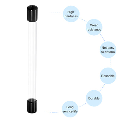 Harfington Clear Rigid Tube Round Plastic Tubing with Black Rubber Caps Polycarbonate Water Pipe, 305mm/ 12 Inch Length, 14mmx15mm/0.55"x0.6", 2 Set