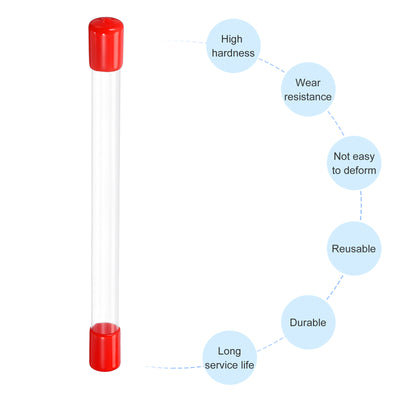 Harfington Clear Rigid Tube Round Plastic Tubing with Red Rubber Caps Polycarbonate Water Pipe, 305mm/ 12 Inch Length, 14mmx15mm/0.55"x0.6", 1 Set