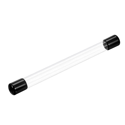 Harfington Clear Rigid Tube Round Plastic Tubing with Black Rubber Caps Polycarbonate Water Pipe, 305mm/ 12 Inch Length, 15mmx16mm/0.6"x0.63", 1 Set