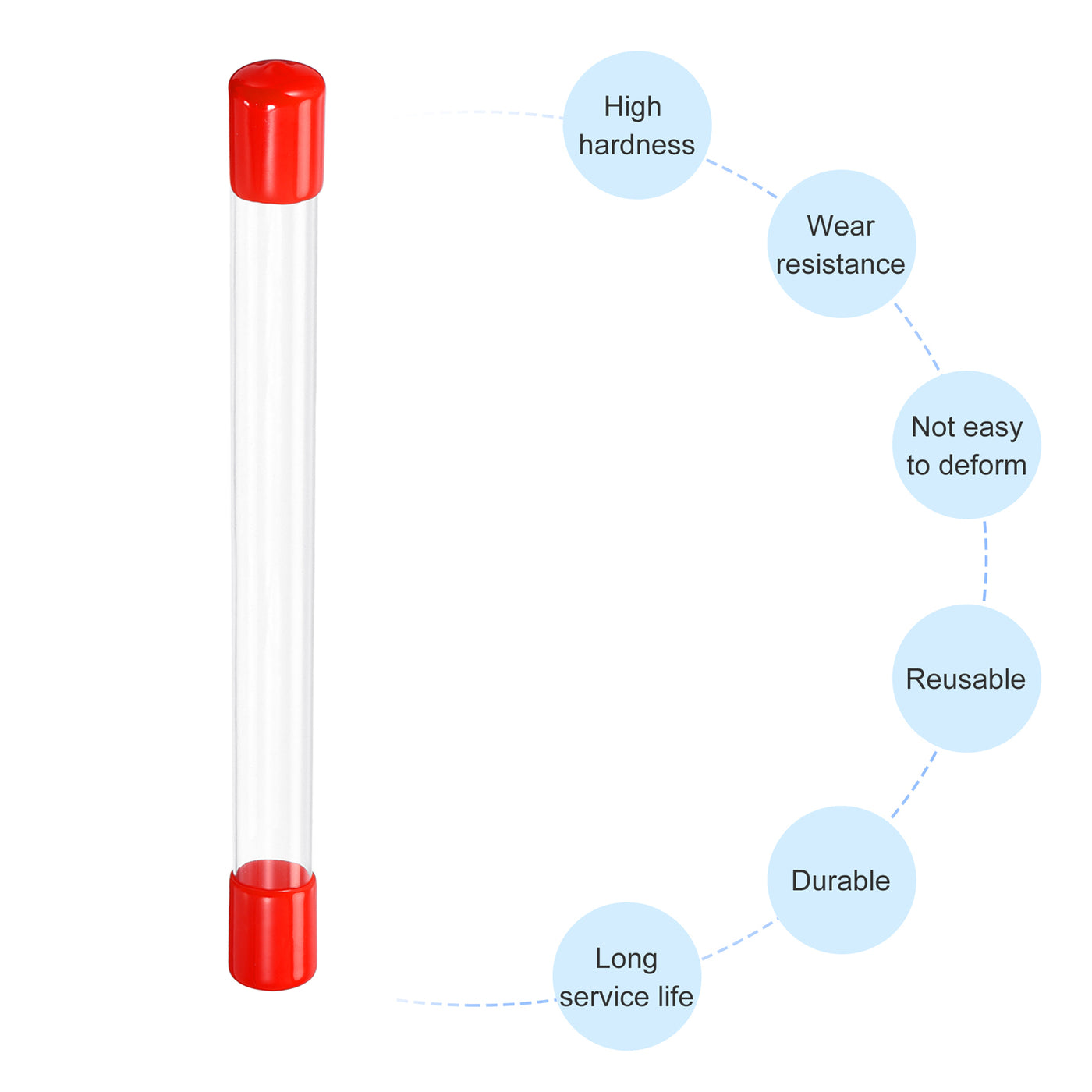 Harfington Clear Rigid Tube Round Plastic Tubing with Red Rubber Caps Polycarbonate Water Pipe, 305mm/ 12 Inch Length, 15mmx16mm/0.6"x0.63", 2 Set