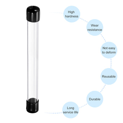 Harfington Clear Rigid Tube Round Plastic Tubing with Black Rubber Caps Polycarbonate Water Pipe, 305mm/ 12 Inch Length, 16mmx20mm/0.63"x0.8", 2 Set