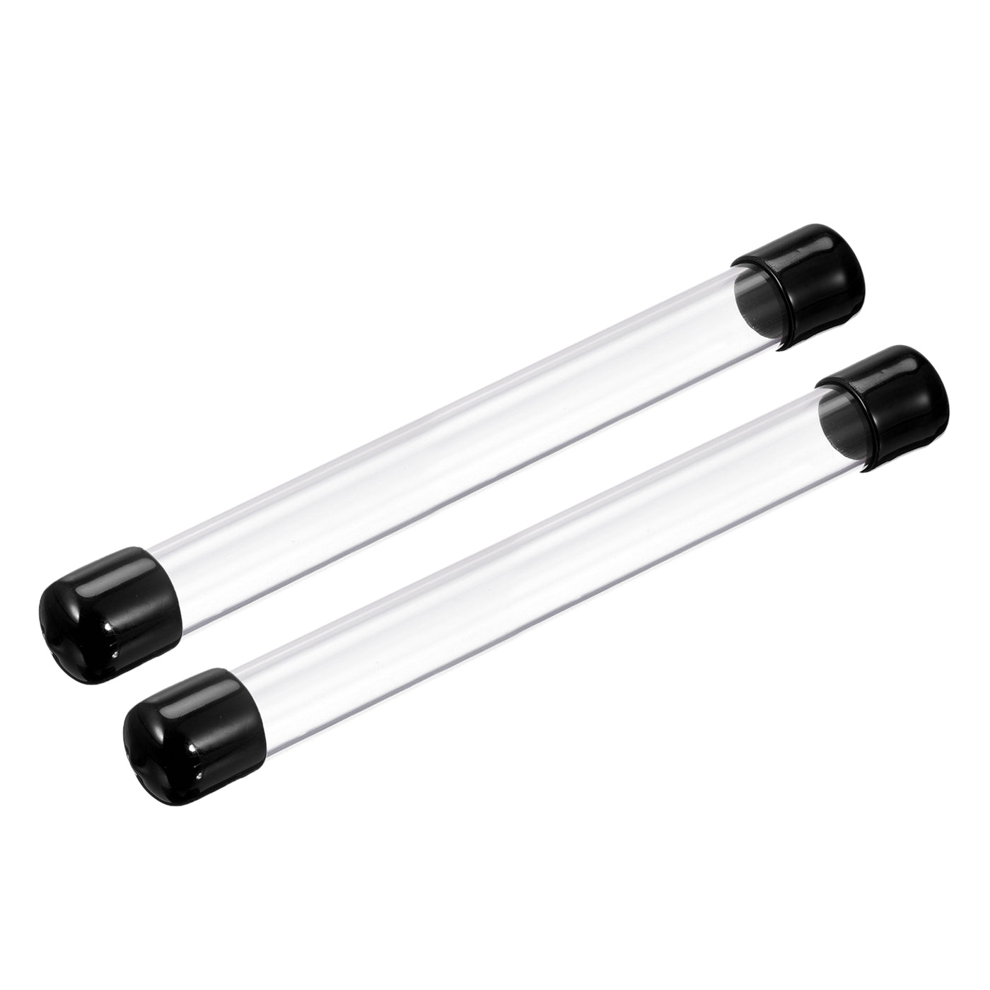 Harfington Clear Rigid Tube Round Plastic Tubing with Black Rubber Caps Polycarbonate Water Pipe, 305mm/ 12 Inch Length, 16mmx20mm/0.63"x0.8", 2 Set