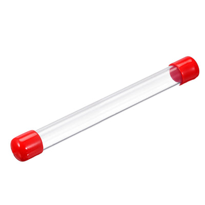 Harfington Clear Rigid Tube Round Plastic Tubing with Red Rubber Caps Polycarbonate Water Pipe, 305mm/ 12 Inch Length, 17mmx20mm/0.67"x0.8", 1 Set
