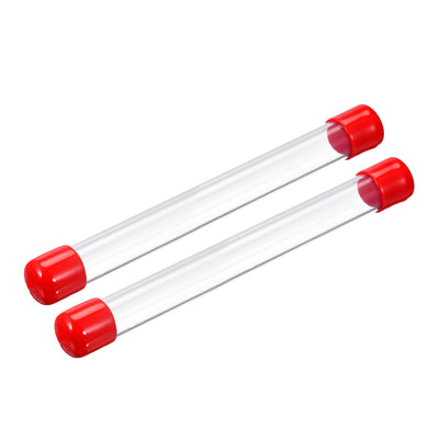 Harfington Clear Rigid Tube Round Plastic Tubing with Red Rubber Caps Polycarbonate Water Pipe, 305mm/ 12 Inch Length, 17mmx20mm/0.67"x0.8", 2 Set