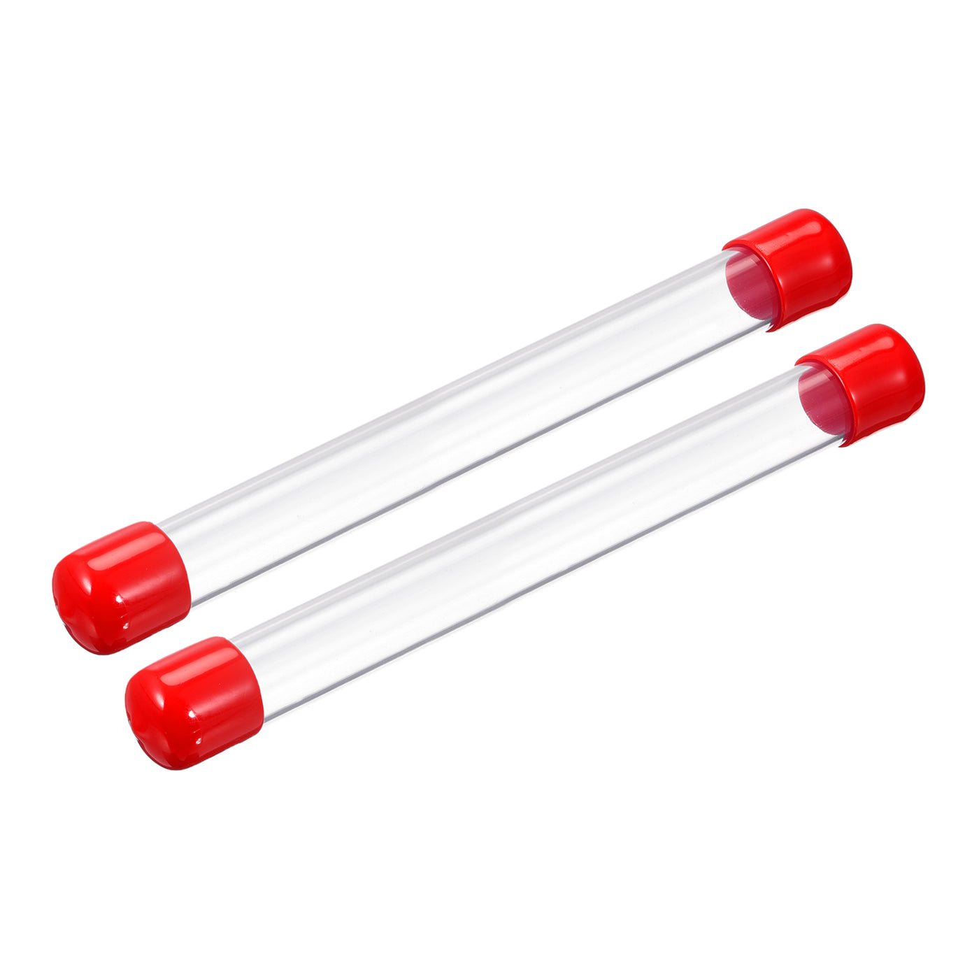 Harfington Clear Rigid Tube Round Plastic Tubing with Red Rubber Caps Polycarbonate Water Pipe, 305mm/ 12 Inch Length, 18mmx20mm/0.71"x0.8", 2 Set