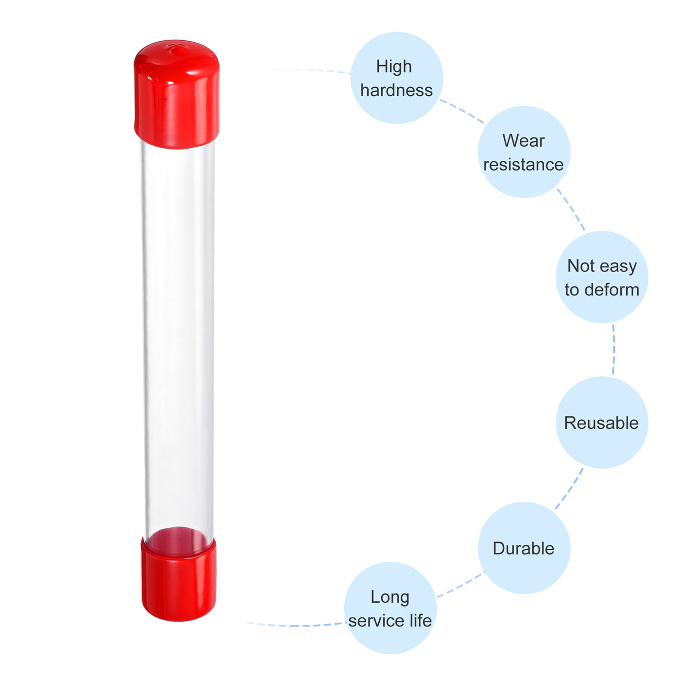 Harfington Clear Rigid Tube Round Plastic Tubing with Red Rubber Caps Polycarbonate Water Pipe, 305mm/ 12 Inch Length, 21mmx25mm/0.83"x1", 1 Set