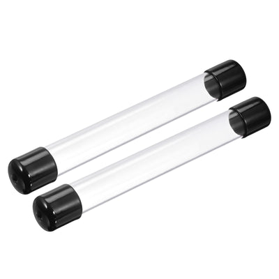 Harfington Clear Rigid Tube Round Plastic Tubing with Black Rubber Caps Polycarbonate Water Pipe, 305mm/ 12 Inch Length, 22mmx25mm/0.87"x1", 2 Set