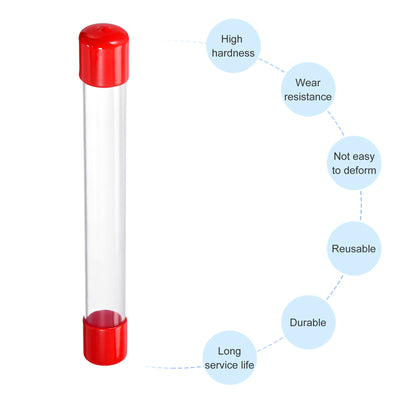 Harfington Clear Rigid Tube Round Plastic Tubing with Red Rubber Caps Polycarbonate Water Pipe, 305mm/ 12 Inch Length, 23mmx25mm/0.91"x1", 1 Set