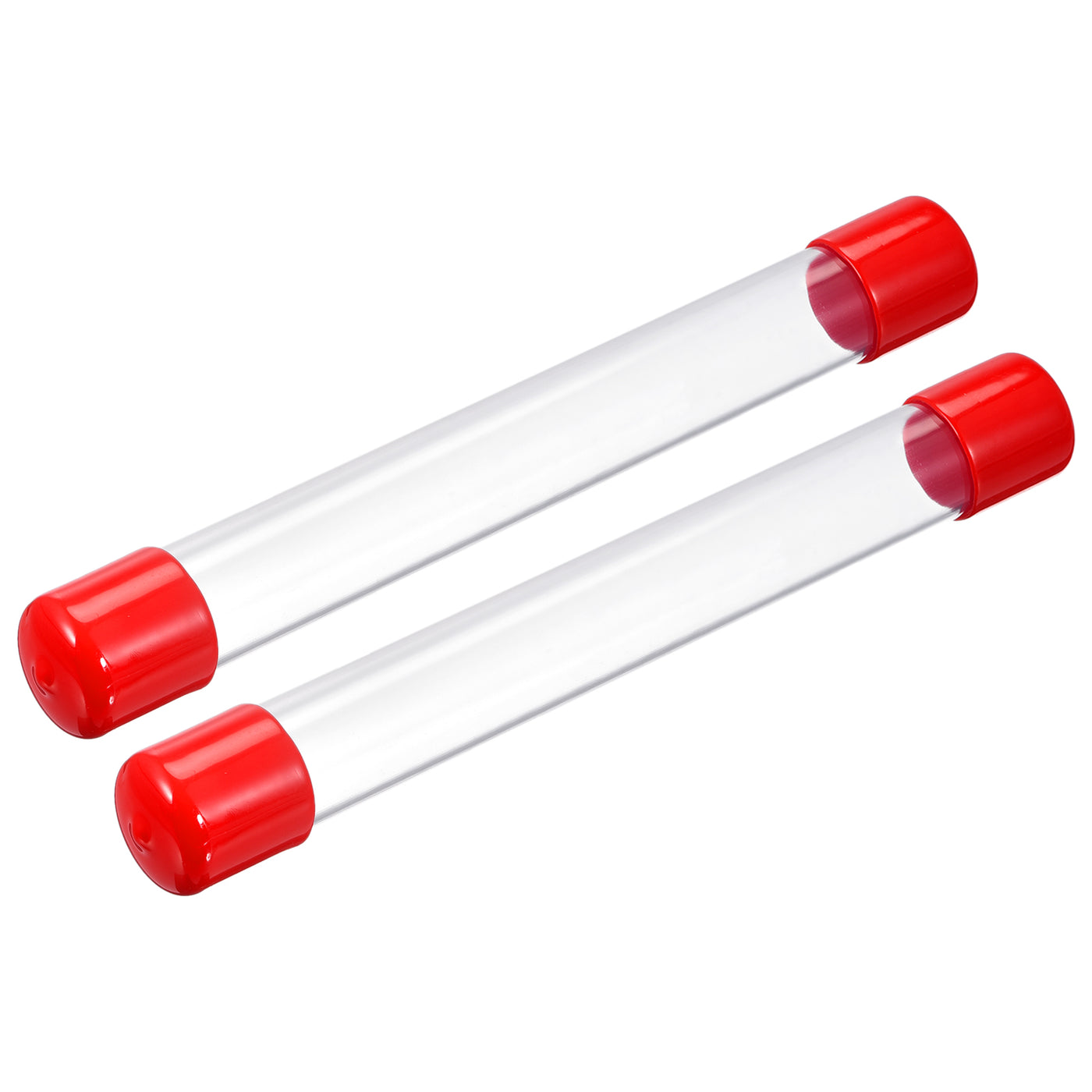 Harfington Clear Rigid Tube Round Plastic Tubing with Red Rubber Caps Polycarbonate Water Pipe, 305mm/ 12 Inch Length, 23mmx25mm/0.91"x1", 2 Set