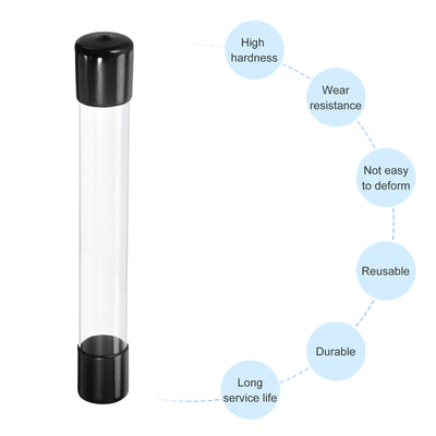 Harfington Clear Rigid Tube Round Plastic Tubing with Black Rubber Caps Polycarbonate Water Pipe, 305mm/ 12 Inch Length, 26mmx28mm/1.02"x1.1", 2 Set