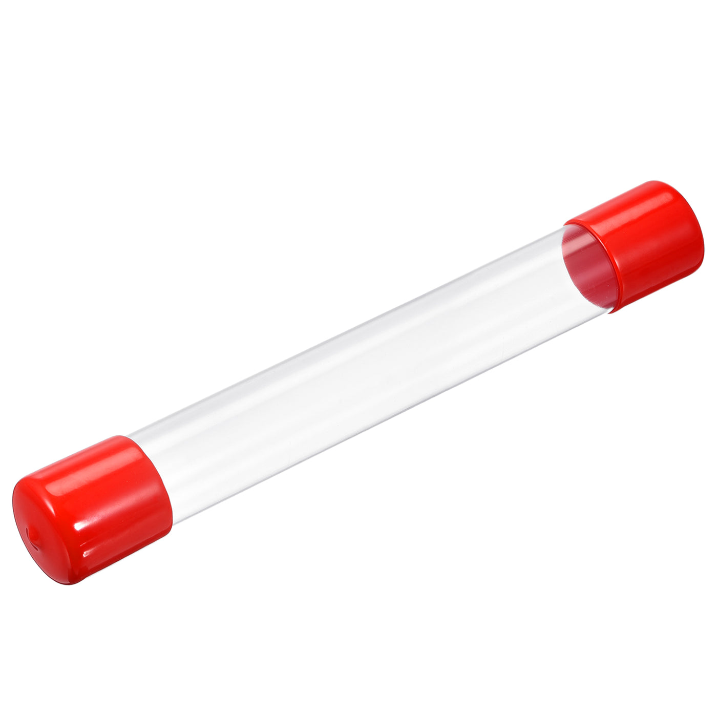 Harfington Clear Rigid Tube Round Plastic Tubing with Red Rubber Caps Polycarbonate Water Pipe, 305mm/ 12 Inch Length, 26mmx28mm/1.02"x1.1", 1 Set