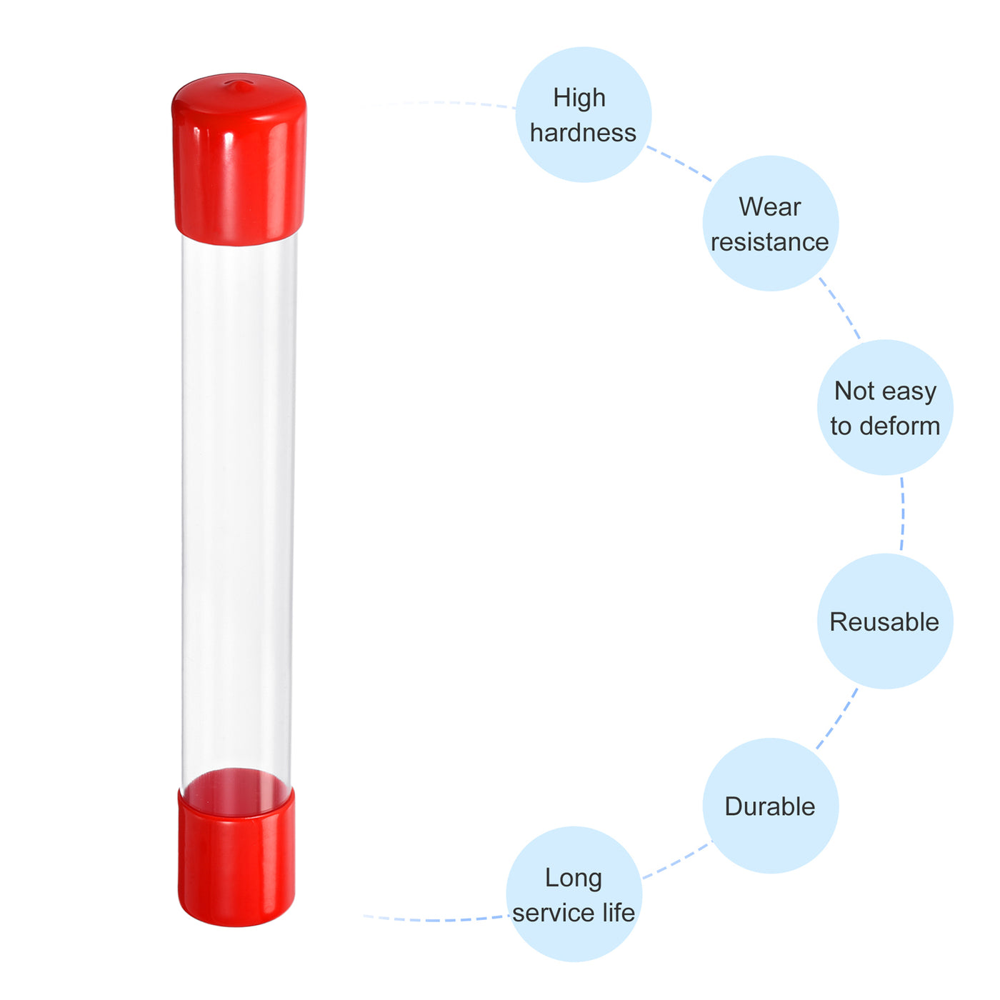 Harfington Clear Rigid Tube Round Plastic Tubing with Red Rubber Caps Polycarbonate Water Pipe, 305mm/ 12 Inch Length, 26mmx28mm/1.02"x1.1", 2 Set