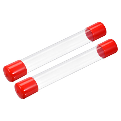 Harfington Clear Rigid Tube Round Plastic Tubing with Red Rubber Caps Polycarbonate Water Pipe, 305mm/ 12 Inch Length, 26mmx28mm/1.02"x1.1", 2 Set