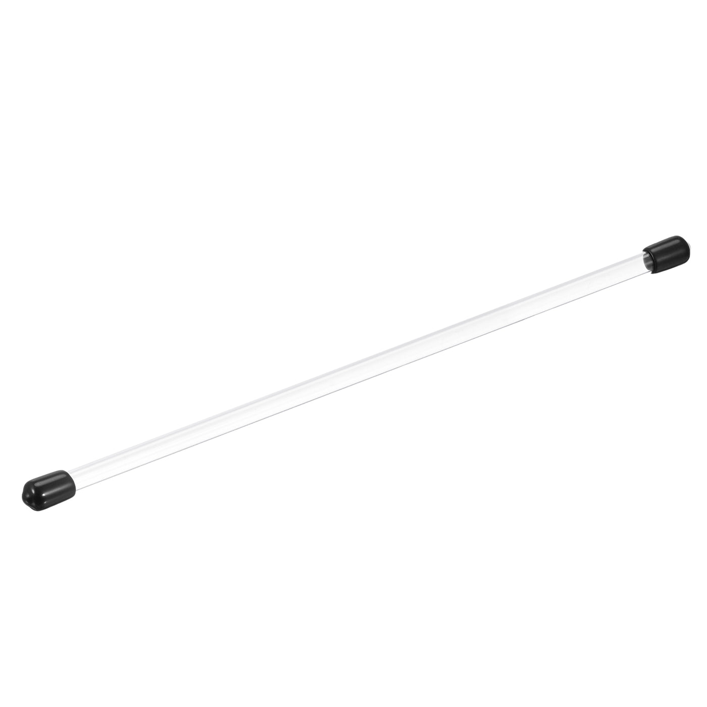 Harfington Clear Rigid Tube Round Plastic Tubing with Black Rubber Caps Polycarbonate Water Pipe, 305mm/ 12 Inch Length, 4mmx5mm/0.16"x0.2", 1 Set