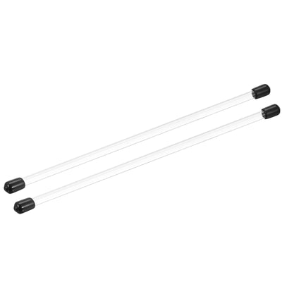 Harfington Clear Rigid Tube Round Plastic Tubing with Black Rubber Caps Polycarbonate Water Pipe, 305mm/ 12 Inch Length, 4mmx5mm/0.16"x0.2", 2 Set