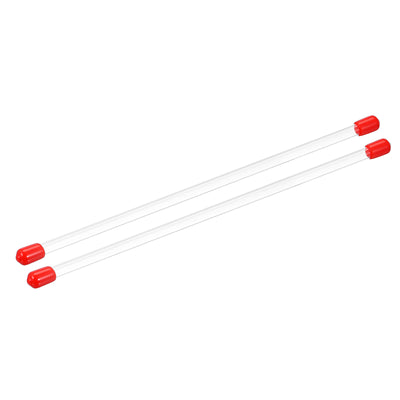 Harfington Clear Rigid Tube Round Plastic Tubing with Red Rubber Caps Polycarbonate Water Pipe, 305mm/ 12 Inch Length, 4mmx5mm/0.16"x0.2", 2 Set