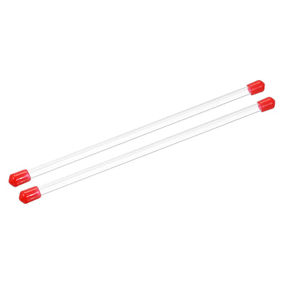 Harfington Clear Rigid Tube Round Plastic Tubing with Red Rubber Caps Polycarbonate Water Pipe, 305mm/ 12 Inch Length, 4mmx6mm/0.16"x0.23", 2 Set