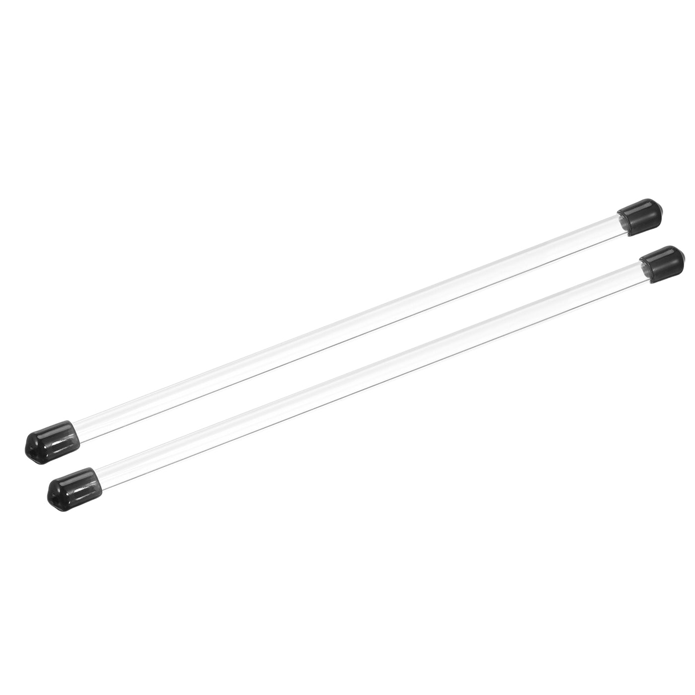 Harfington Clear Rigid Tube Round Plastic Tubing with Black Rubber Caps Polycarbonate Water Pipe, 305mm/ 12 Inch Length, 5mmx6mm/0.2"x0.23", 2 Set