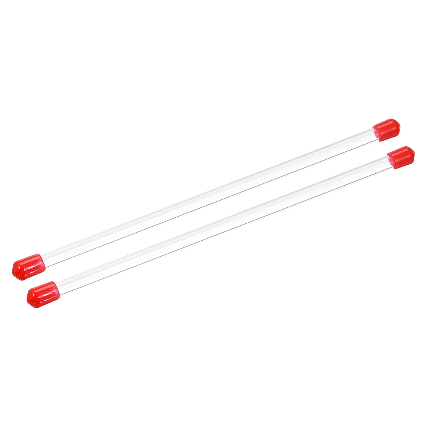 Harfington Clear Rigid Tube Round Plastic Tubing with Red Rubber Caps Polycarbonate Water Pipe, 305mm/ 12 Inch Length, 5mmx6mm/0.2"x0.23", 2 Set