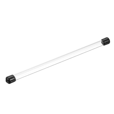 Harfington Clear Rigid Tube Round Plastic Tubing with Black Rubber Caps Polycarbonate Water Pipe, 305mm/ 12 Inch Length, 6mmx8mm/0.23"x0.31", 1 Set