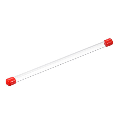 Harfington Clear Rigid Tube Round Plastic Tubing with Red Rubber Caps Polycarbonate Water Pipe, 305mm/ 12 Inch Length, 6mmx8mm/0.23"x0.31", 1 Set
