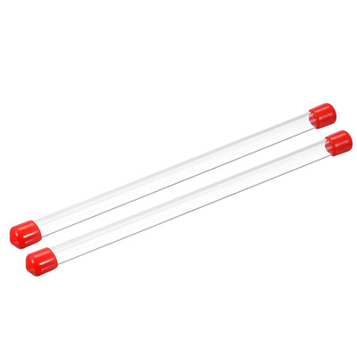 Harfington Clear Rigid Tube Round Plastic Tubing with Red Rubber Caps Polycarbonate Water Pipe, 305mm/ 12 Inch Length, 7mmx8mm/0.28"x0.31", 2 Set