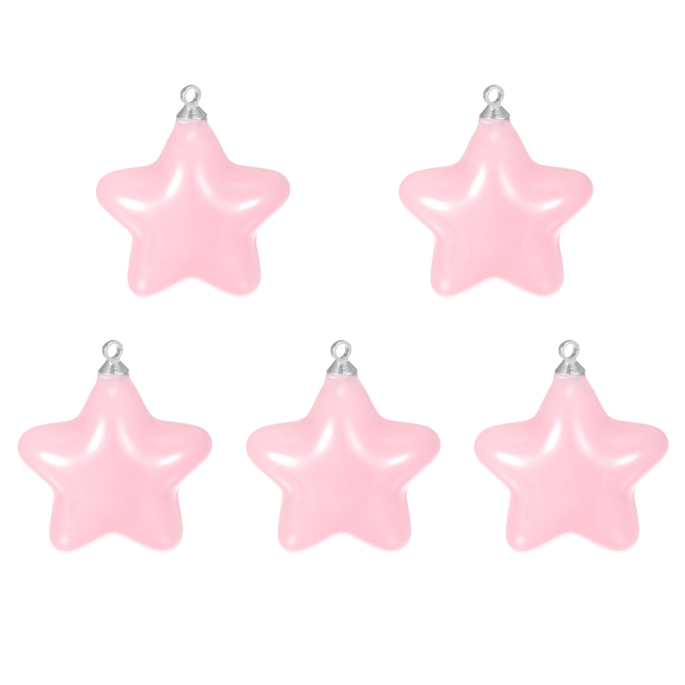 Harfington Star Bead Pendants with Charm Loop for Jewelry Making Craft, 5Pcs Pink