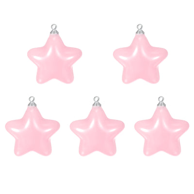 Harfington Star Bead Pendants with Charm Loop for Jewelry Making Craft, 5Pcs Pink