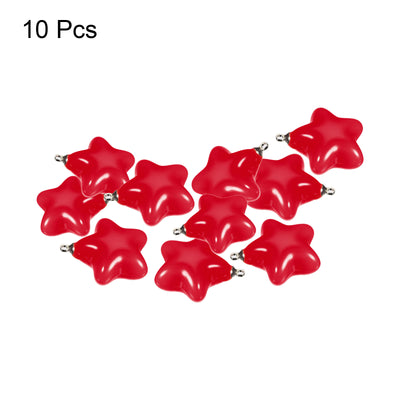 Harfington Star Bead Pendants with Charm Loop for Jewelry Making Craft, 10Pcs Red