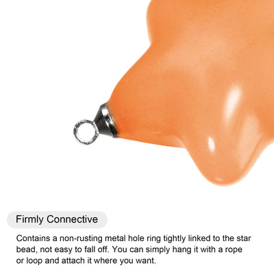Harfington Star Bead Pendants with Charm Loop for Jewelry Making Craft, 5Pcs Orange