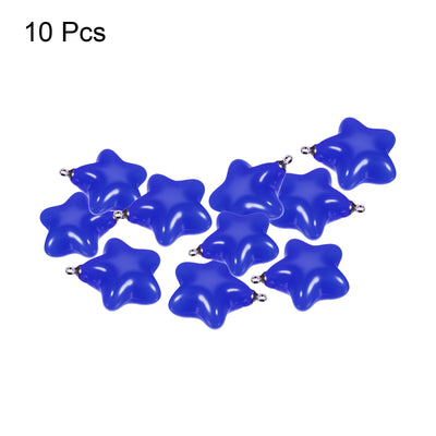 Harfington Star Bead Pendants with Charm Loop for Jewelry Making Craft, 10Pcs Blue