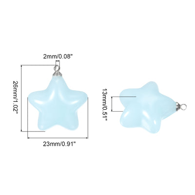 Harfington Star Bead Pendants with Charm Loop for Jewelry Making Craft, 5Pcs Sky Blue