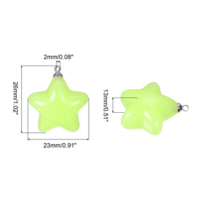 Harfington Star Bead Pendants with Charm Loop for Jewelry Making Craft, 5Pcs Green