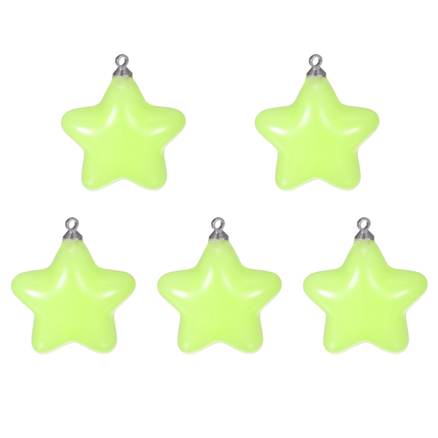 Harfington Star Bead Pendants with Charm Loop for Jewelry Making Craft, 5Pcs Green