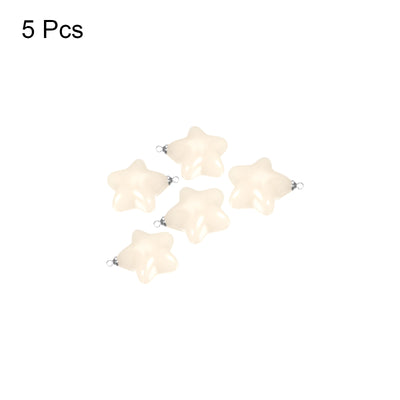 Harfington Star Bead Pendants with Charm Loop for Jewelry Making Craft, 5Pcs Beige