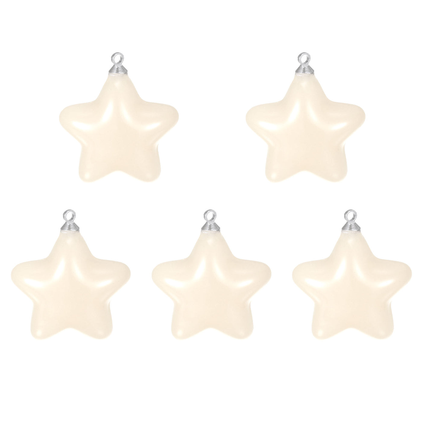 Harfington Star Bead Pendants with Charm Loop for Jewelry Making Craft, 5Pcs Beige
