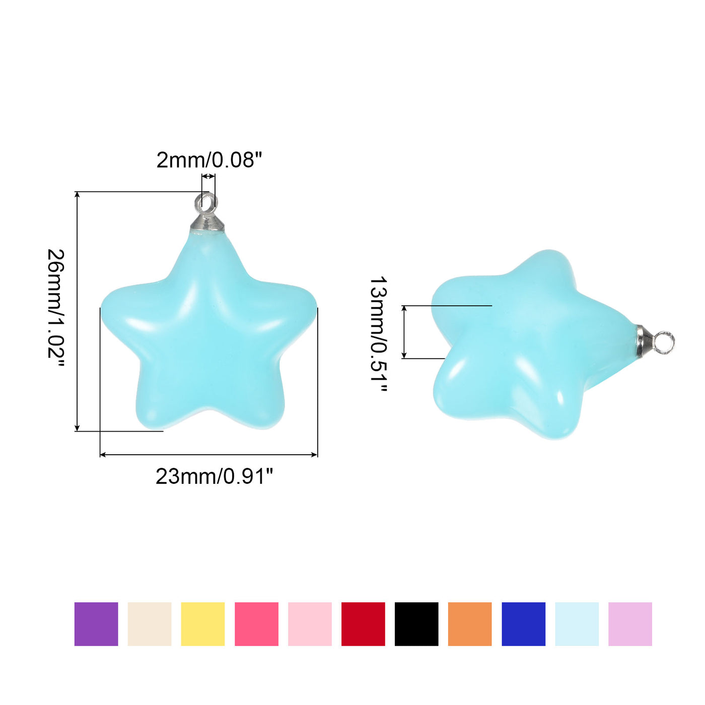 Harfington Star Bead Pendants with Charm Loop for Jewelry Making Craft, 1Set 12 Colors
