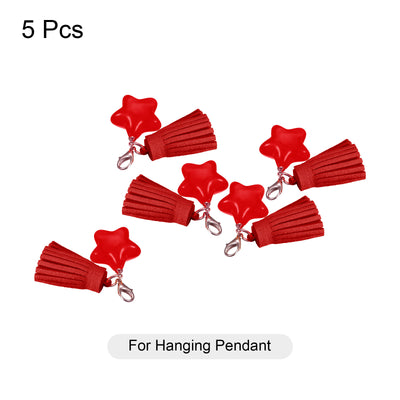 Harfington Leather Tassels Keychain Charm with Clasp for Bag Jewelry Making DIY, 5Pcs Red