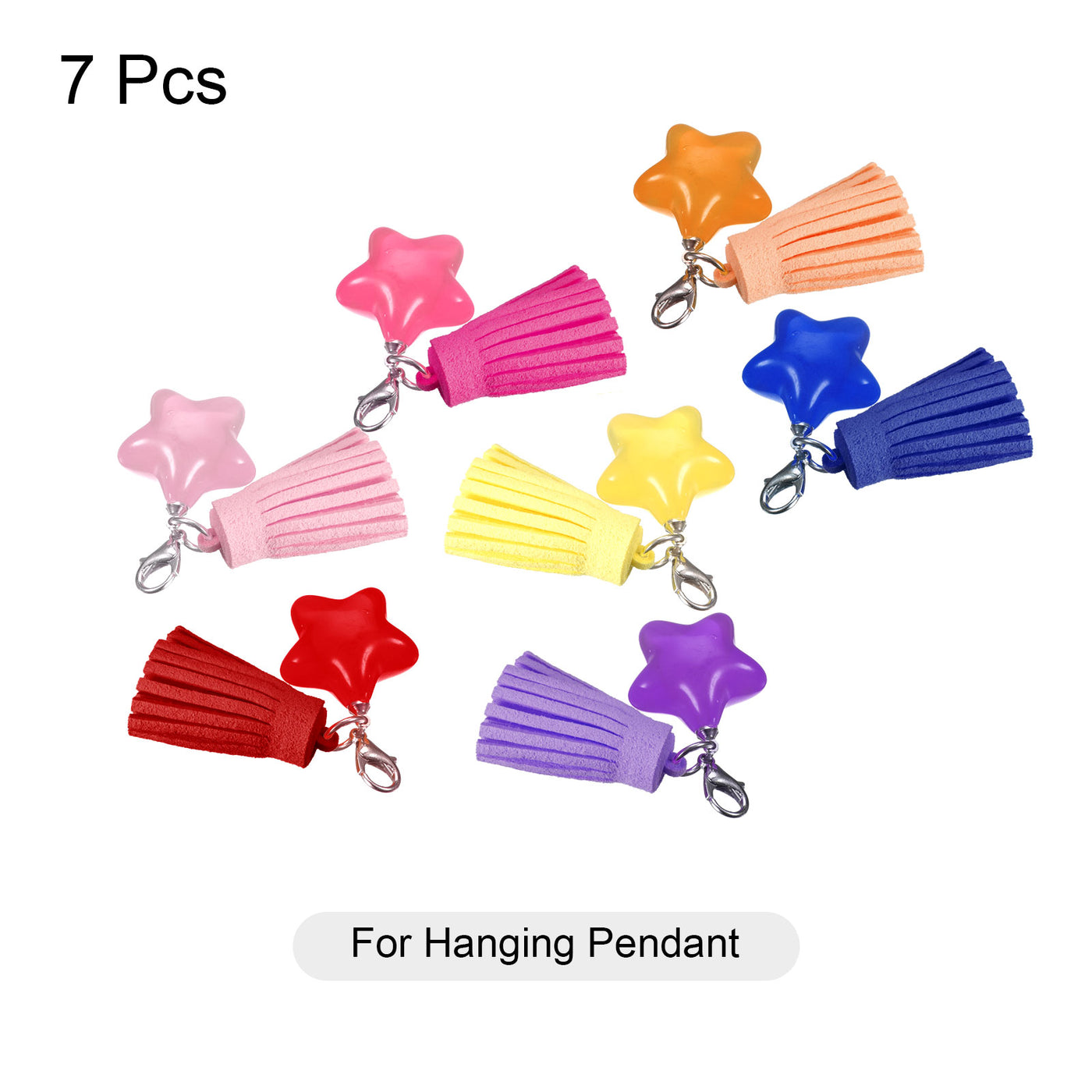 Harfington Leather Tassels Keychain Charm with Clasp for Bag Jewelry Making, 1Set 7 Colors