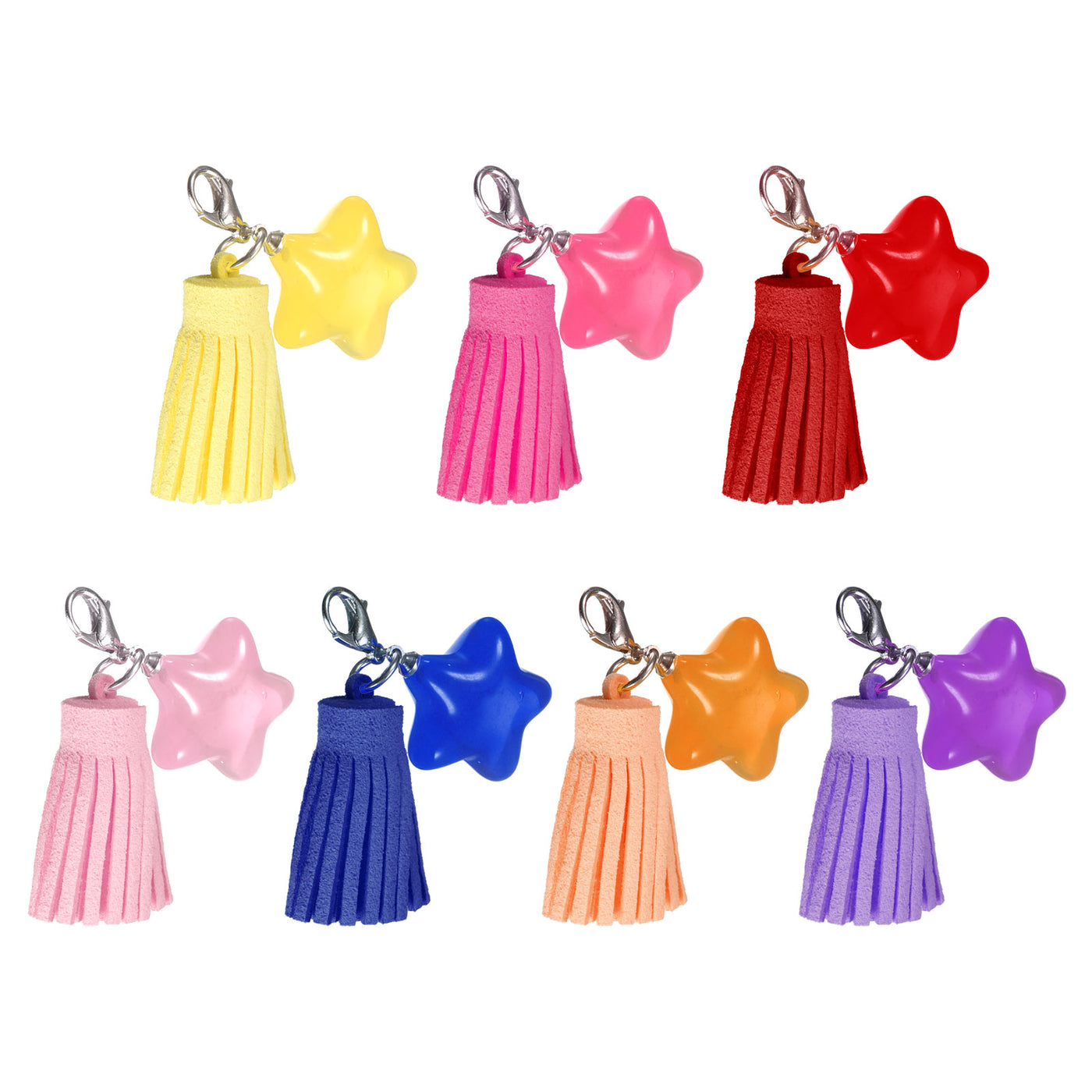 Harfington Leather Tassels Keychain Charm with Clasp for Bag Jewelry Making, 1Set 7 Colors